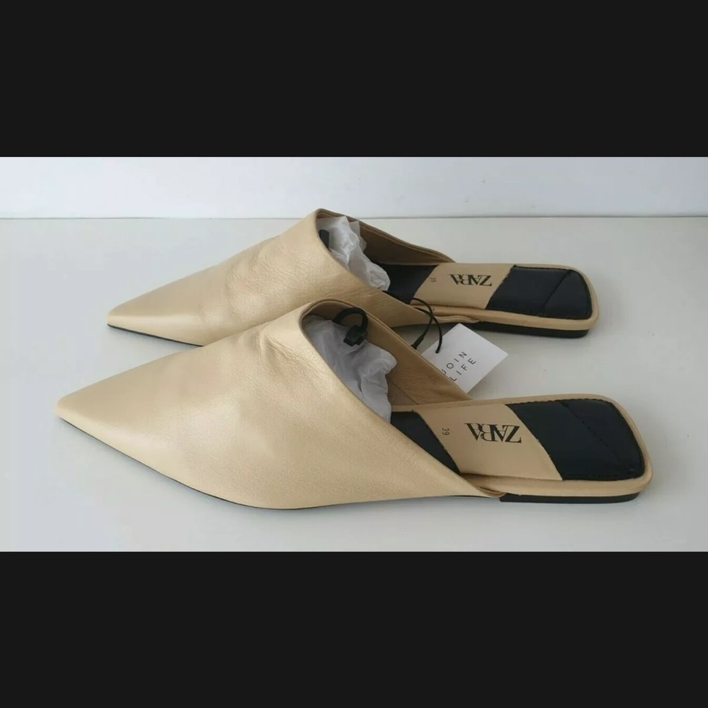 Zara low heel pointed vanilla yellow